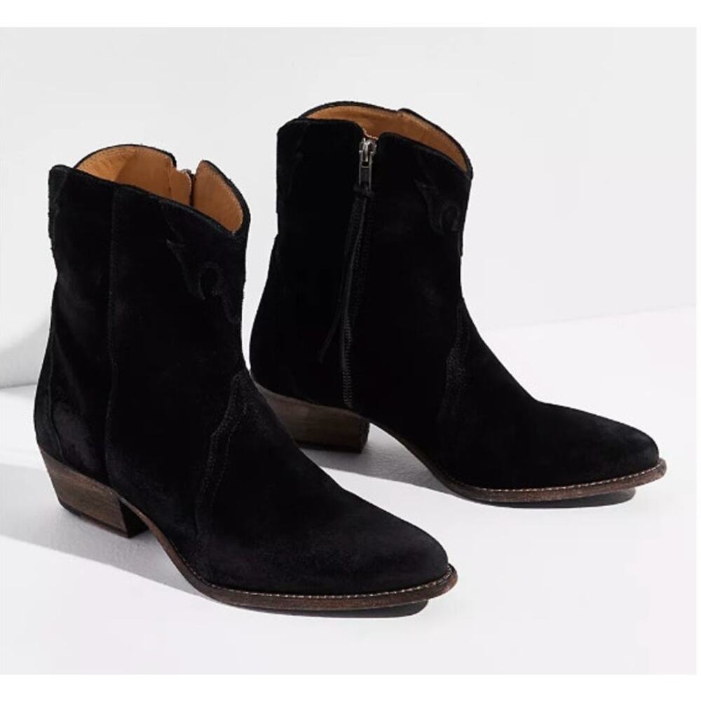 Free People Womens New Frontier Western Boot Black Suede Size 41 EU 10/11 US NIB